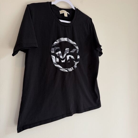 Michael Kors MK Logo Tee XL Black Zebra Graphic Organic Cotton - Picture 2 of 5